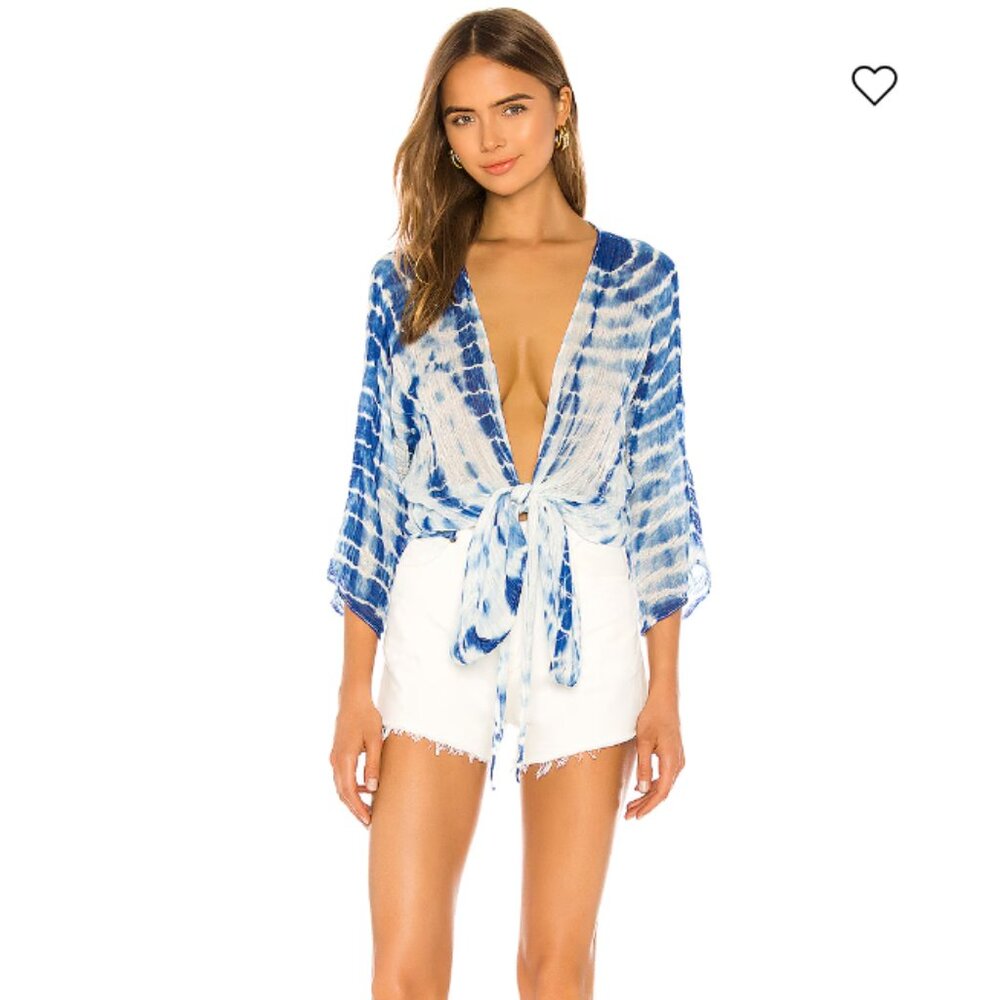 Michael Stars - Daisy Wrap Top Cover Up Michael Stars - Blue and White Swim
